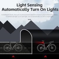 Smart Intelligent Sensor Bicycle Rear Light Lamp Brake Light Crystal Taillights Flash Light IP65 Waterproof Type-C Charging Dual Bracket