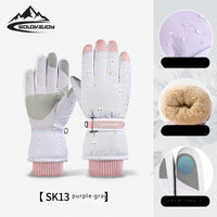 Ski Gloves Women Warm Padded Outdoor Waterproof Anti-skid Riding Gloves Full Finger Touch Screen SK13