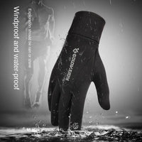 Winter Cycling Gloves for Men's Warm Outdoor Sports Windproof Anti Slip Waterproof Velvet Touchable Screen Gloves Gloves