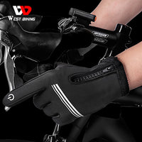 Riding Gloves Bike Warm Cold Windproof Mountain Bike Full Finger Motorbike Electric Car Equipment