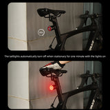 Smart Intelligent Sensor Bicycle Rear Light Lamp Brake Light Crystal Taillights Flash Light IP65 Waterproof Type-C Charging Dual Bracket