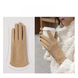 Women Touch Screen Gloves Fashion Mittens Autumn Winter Warm Thin Cashmere Solid Cycling Drive Suede Fabric Elegant Windproof