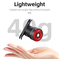 Smart Intelligent Sensor Bicycle Rear Light Lamp Brake Light Crystal Taillights Flash Light IP65 Waterproof Type-C Charging Dual Bracket