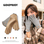 Women Touch Screen Gloves Fashion Mittens Autumn Winter Warm Thin Cashmere Solid Cycling Drive Suede Fabric Elegant Windproof