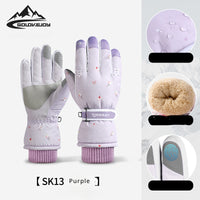 Ski Gloves Women Warm Padded Outdoor Waterproof Anti-skid Riding Gloves Full Finger Touch Screen SK13