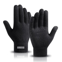 Arctic Velvet Knitted Gloves for Warm Men in Autumn Winter Plush Thick Anti Pilling Wool Touch Screen Anti Slip and Windproof