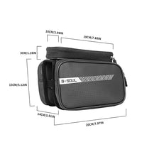 B-SOUL Mountain Bike Top Tube Bag Reflective Pattern Bicycle Front Frame Bag Carrier Pack Large Capacity Bike Pouch Phone Case