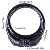 Bicycle Lock 4 Digit Code 600mm*12mm Anti-theft Lock Bike Security Accessory Steel Cable Cycling Bicycle Lock