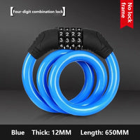 Bicycle Lock 4 Digit Code 600mm*12mm Anti-theft Lock Bike Security Accessory Steel Cable Cycling Bicycle Lock