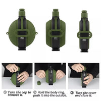 Collapsible Military Water Bottle Silicone Water Kettle Canteen with Compass Foldable Water Bottle for Traveling Hiking Camping