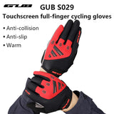 GUB Full Finger Cycling Gloves Touch Screen MTB Road Bike Winter Warm Gloves Shock Absorption Comfortable Windproof