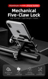 ROCKBROS Phone Holder Motorcycle Electric Bicycle Smartphone CNC Aluminum Alloy Bracket Five Claws Mechanical Bike Phone Holder