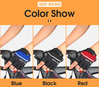 WEST BIKING Half Finger Cycling Gloves Shockproof Wear Resistant Breathable MTB Road Bicycle Gloves Men Women Sports Bike Gloves