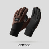 Winter Warm Fleece Thermal Motorcycle Thermal Warm Gloves Polar Teddy Velvet Mittens For Men Women Snow Sports Gloves Back