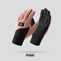 Winter Warm Fleece Thermal Motorcycle Thermal Warm Gloves Polar Teddy Velvet Mittens For Men Women Snow Sports Gloves Back