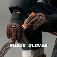 Winter Warm Fleece Thermal Motorcycle Thermal Warm Gloves Polar Teddy Velvet Mittens For Men Women Snow Sports Gloves Back