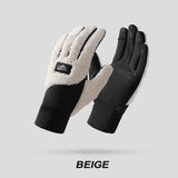 Winter Warm Fleece Thermal Motorcycle Thermal Warm Gloves Polar Teddy Velvet Mittens For Men Women Snow Sports Gloves Back