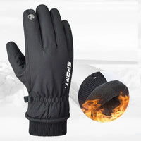 Men Winter Waterproof Cycling Gloves Outdoor Sports Running Motorcycle Ski Touch Screen Fleece Gloves Non-slip Warm Full Fingers