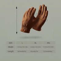 Men's Retro Brown Suede Gloves Winter Windproof Outdoor Riding Cycling Non-Slip Gloves Thickend Warm Flock Leather Gloves