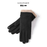 New Winter Cashmere Gloves Women's Outdoor Windproof Cycling Fleece-Lined Thermal Touch Screen Gloves Knitted Wrist Mouth