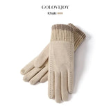 New Winter Cashmere Gloves Women's Outdoor Windproof Cycling Fleece-Lined Thermal Touch Screen Gloves Knitted Wrist Mouth