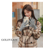 Women Touch Screen Gloves Fashion Mittens Autumn Winter Warm Thin Cashmere Solid Cycling Drive Suede Fabric Elegant Windproof