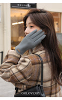 Women Touch Screen Gloves Fashion Mittens Autumn Winter Warm Thin Cashmere Solid Cycling Drive Suede Fabric Elegant Windproof