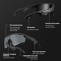 ROCKBROS Polarized Glasses Wireless Bluetooth 5.2 Sunglasses Headset Telephone Driving MP3 Riding Cycling Eyewear UV400 Goggles