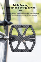 GUB GC086/GC087 Bicycle Carbon Fiber Triple Bearing Pedals Road Bike MTB Wider Tread Pedals Lightweight Bicycle Components