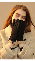 New Winter Cashmere Gloves Women's Outdoor Windproof Cycling Fleece-Lined Thermal Touch Screen Gloves Knitted Wrist Mouth