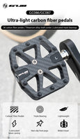 GUB GC086/GC087 Bicycle Carbon Fiber Triple Bearing Pedals Road Bike MTB Wider Tread Pedals Lightweight Bicycle Components