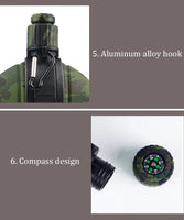 Collapsible Military Water Bottle Silicone Water Kettle Canteen with Compass Foldable Water Bottle for Traveling Hiking Camping