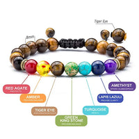 Seven Chakras Braid Beads Bracelet Lazurite Tiger Eye Stone Nature Stone Yoga Energy Bracelet Unisex Sports Bracelet Jewelry