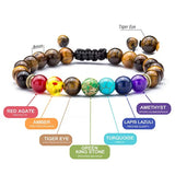 Seven Chakras Braid Beads Bracelet Lazurite Tiger Eye Stone Nature Stone Yoga Energy Bracelet Unisex Sports Bracelet Jewelry