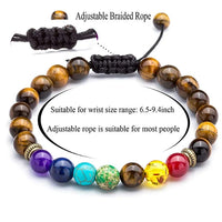 Seven Chakras Braid Beads Bracelet Lazurite Tiger Eye Stone Nature Stone Yoga Energy Bracelet Unisex Sports Bracelet Jewelry