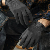 Men's Retro Brown Suede Gloves Winter Windproof Outdoor Riding Cycling Non-Slip Gloves Thickend Warm Flock Leather Gloves