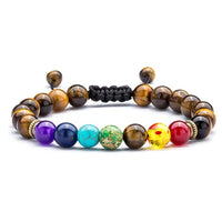 Seven Chakras Braid Beads Bracelet Lazurite Tiger Eye Stone Nature Stone Yoga Energy Bracelet Unisex Sports Bracelet Jewelry