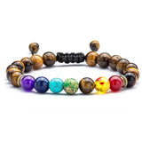 Seven Chakras Braid Beads Bracelet Lazurite Tiger Eye Stone Nature Stone Yoga Energy Bracelet Unisex Sports Bracelet Jewelry