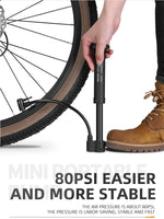 WEST BIKING MINI Bike Pump MTB Tire Inflator With Extension Hose Schrader Air Valve Portable Floor Pump Balloon Ball Inflator