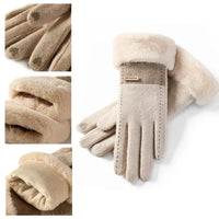 Soft Winter Thermal Gloves Windproof Full Finger Women's Plush Gloves Warm Equipment Thicken Cashmere Elastic Mittens Sports