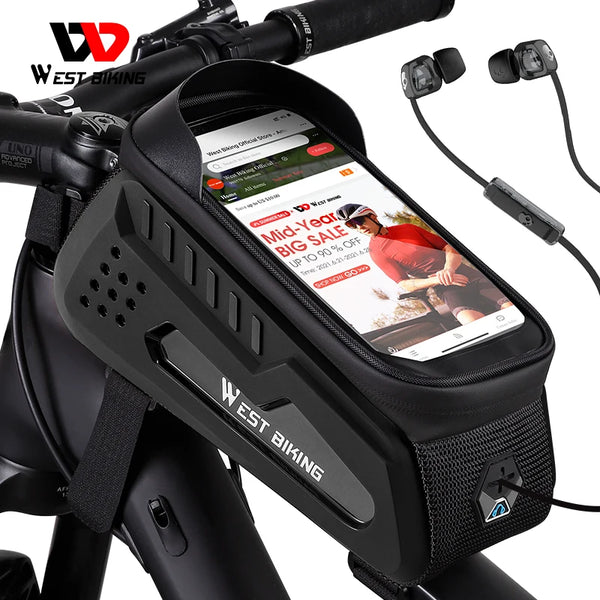 WEST BIKING Bicycle Bag Frame Front Top Tube Cycling Bag Waterproof 7.4" Phone Case Touchscreen Bag MTB Road Bike Accessories