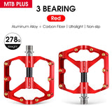 Aluminum Alloy Carbon Fiber Axis Bicycle Pedals Mountain Road Bike BMX MTB Pedals Platform Flat Pedals 3 Bearings Ultralight