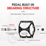 Aluminum Alloy Carbon Fiber Axis Bicycle Pedals Mountain Road Bike BMX MTB Pedals Platform Flat Pedals 3 Bearings Ultralight