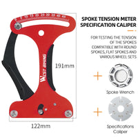 WEST BIKING Bicycle Spoke Tension Meter Measuring Tool Aluminum Alloy Wheel Repair Tool