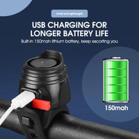 WEST BIKING Electric Bike Bell USB Rechargeable 80DB Safety Warning Horn MTB Road Handlebar Bicycle Ring Cycling Accessories