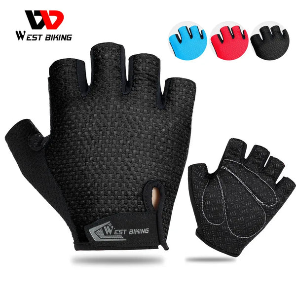 WEST BIKING Half Finger Cycling Gloves Anti Slip Motorcycle MTB Road Bike Gloves Men Sport Fitness Bicycle Fingerless Gloves