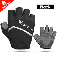 WEST BIKING Half Finger Cycling Gloves Shockproof Wear Resistant Breathable MTB Road Bicycle Gloves Men Women Sports Bike Gloves