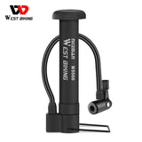 WEST BIKING MINI Bike Pump MTB Tire Inflator With Extension Hose Schrader Air Valve Portable Floor Pump Balloon Ball Inflator