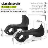 WEST BIKING MTB Handle Bar Ends Ergonomic 22.2mm Universal Moutain Bike Ultralight Nylon Fiber Cycling Small Auxiliary Handlebar