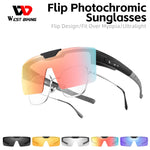 Photochromic Cycling Sunglasses Flip Up Lenses Polarized Glasses Fit Over Myopia MTB Road Bike